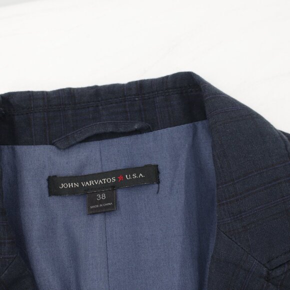 John Varvatos Vest Men 38 Linen Cotton Plaid Sleeveless Collared Waistcoat gilet - Picture 12 of 14